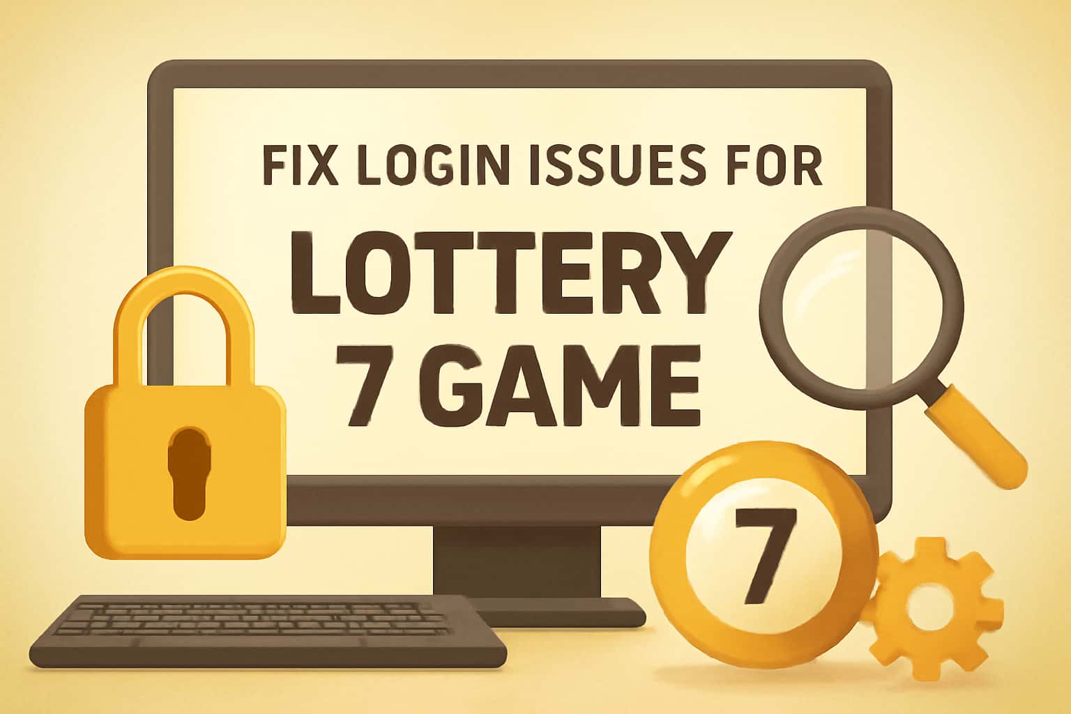 An informative scene illustrating how to fix login issues for Lottery 7 Game.