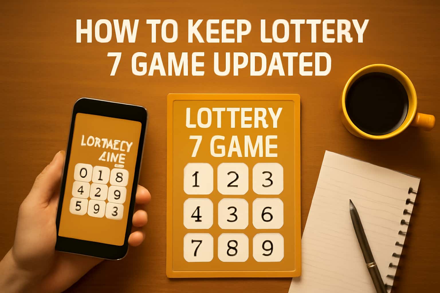 An informative scene illustrating the process of keeping Lottery 7 Game updated, with clear text.