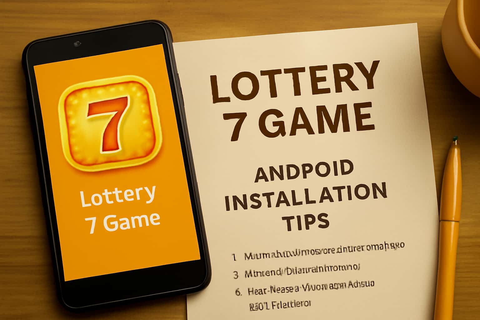 Informational scene depicting Lottery 7 Game Android Installation Tips