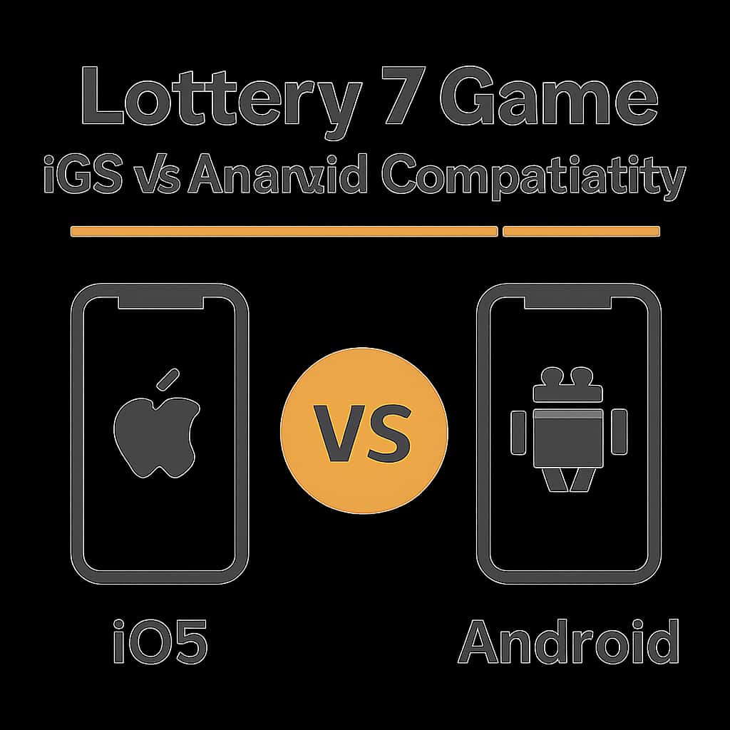 Illustration depicting differences between Lottery 7 Game on iOS and Android.
