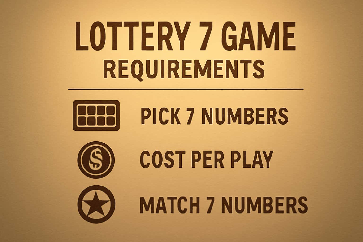 Informational scene depicting Lottery 7 Game Requirements
