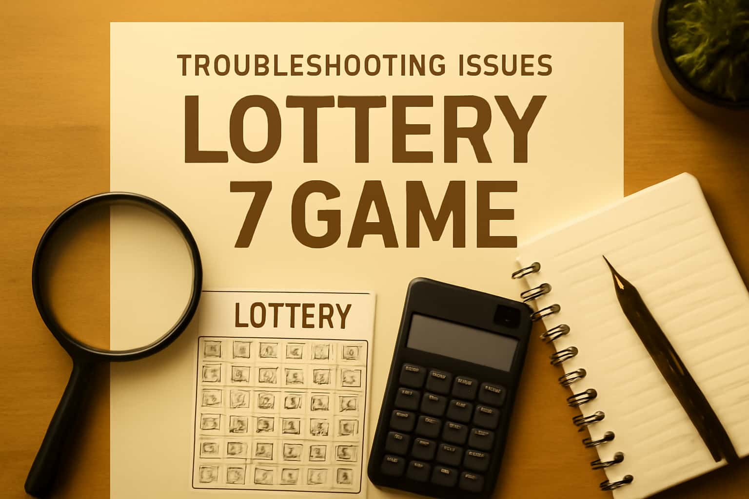 Informational scene about troubleshooting issues for Lottery 7 Game.